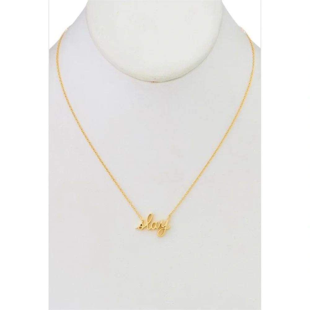 Slay script gold plated necklace - Picture 5 of 6